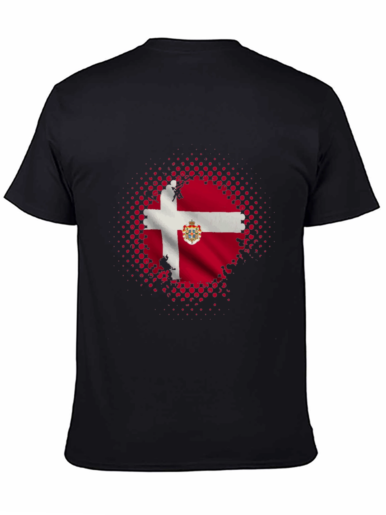 Danish Flag Graphic Tee - Black Cotton Blend Shirt