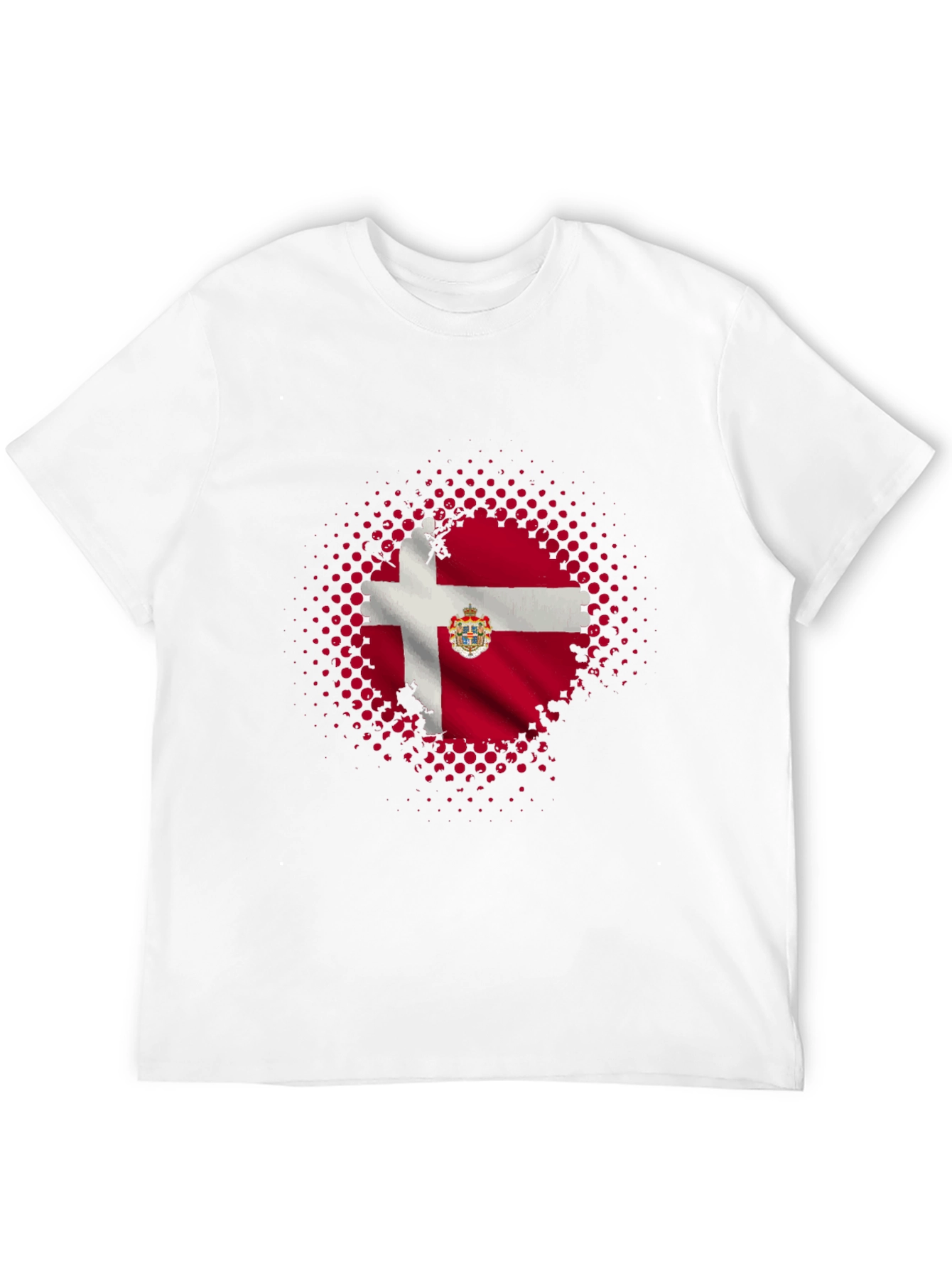 Danish Flag Graphic Tee - Black Cotton Blend Shirt