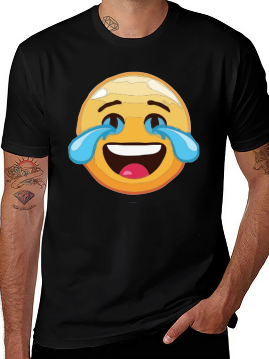 Laughing Emoji Graphic Tee - Black Cotton T-Shirt