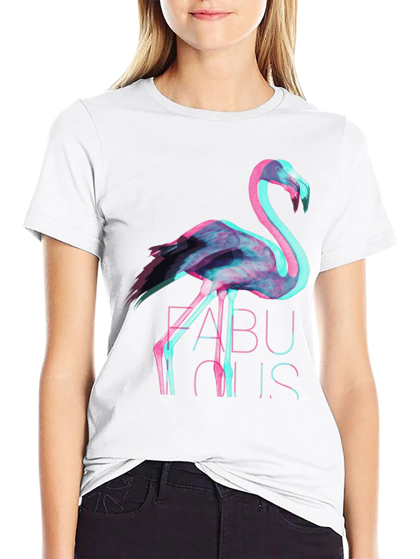 Fabulous Flamingo Graphic T-Shirt - Black