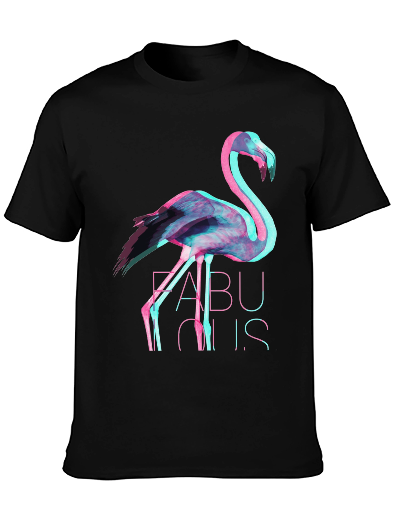 Fabulous Flamingo Graphic T-Shirt - Black