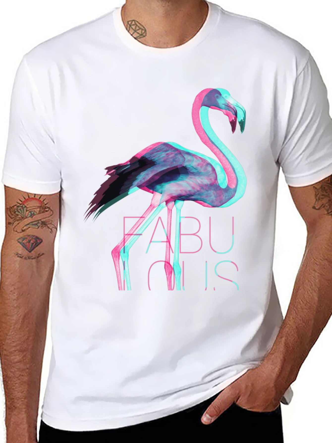 Fabulous Flamingo Graphic T-Shirt - Black