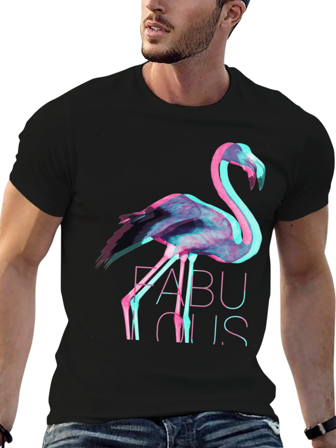 Fabulous Flamingo Graphic T-Shirt - Black