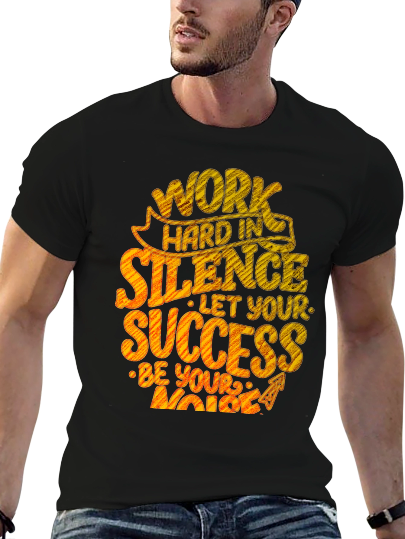 Inspirational Work Hard in Silence Graphic T-Shirt