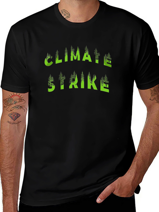 Climate Strike T-Shirt Black with Green Tree Lettering