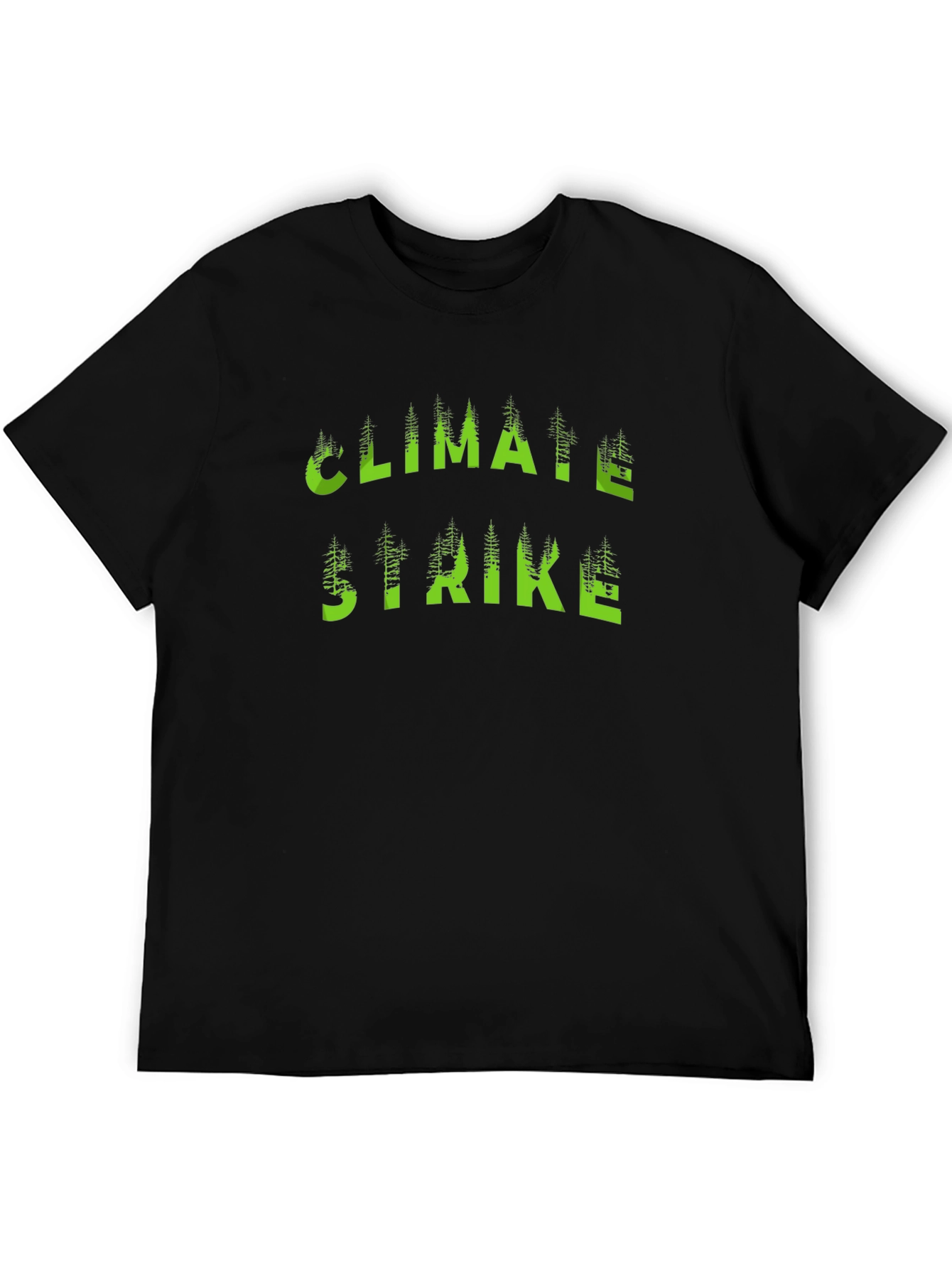 Climate Strike T-Shirt Black with Green Tree Lettering