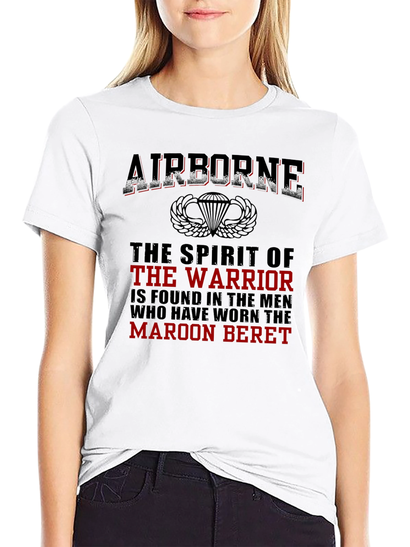Airborne Warrior T-Shirt - Maroon Beret Pride