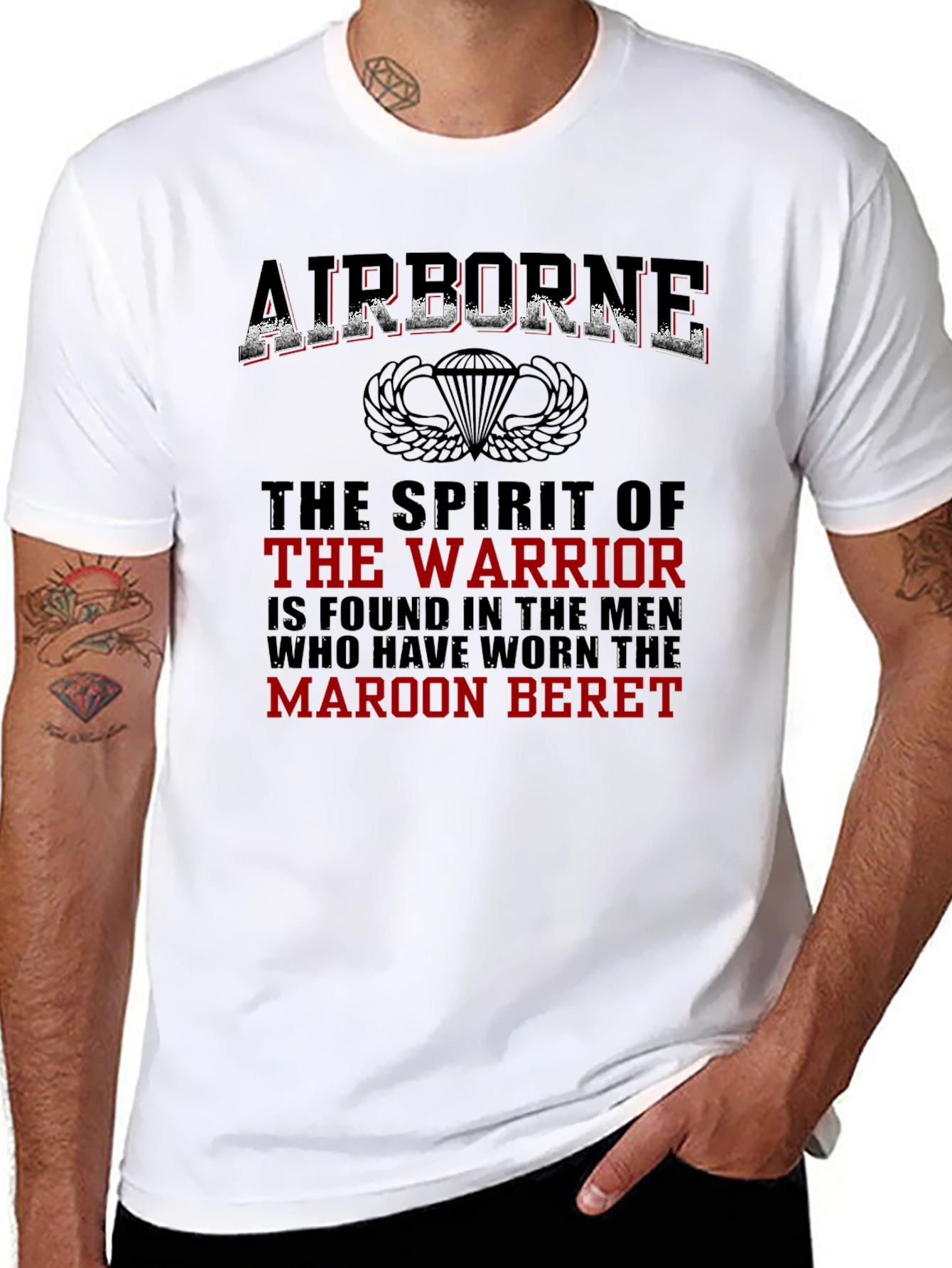 Airborne Warrior T-Shirt - Maroon Beret Pride