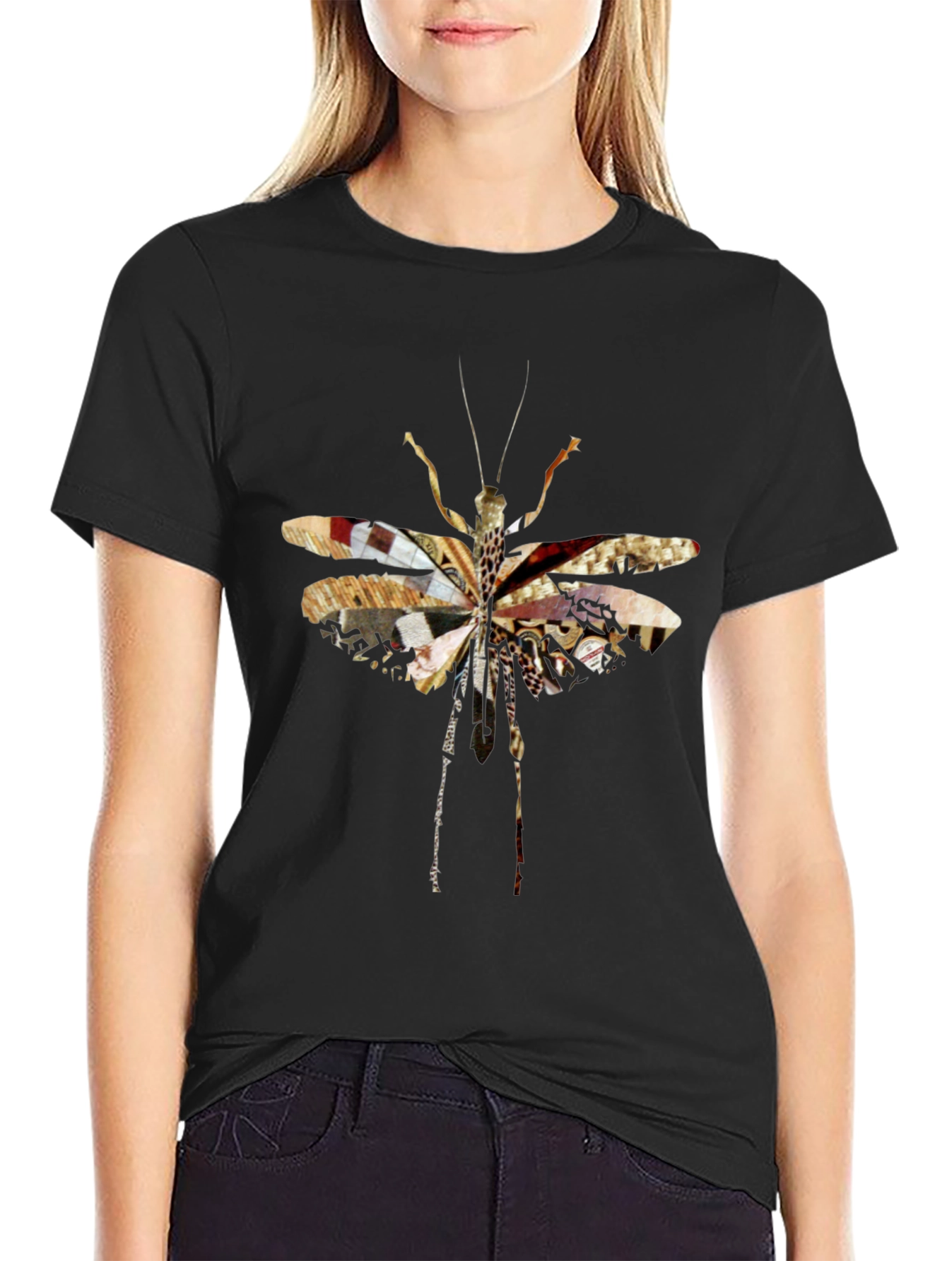 Abstract Insect Graphic Tee - Unique Black T-Shirt