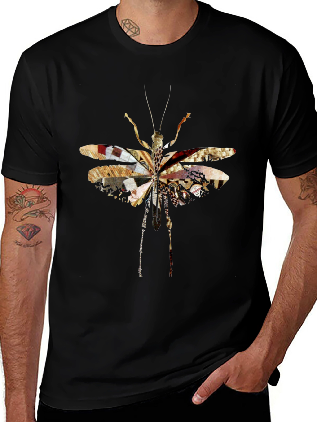 Abstract Insect Graphic Tee - Unique Black T-Shirt