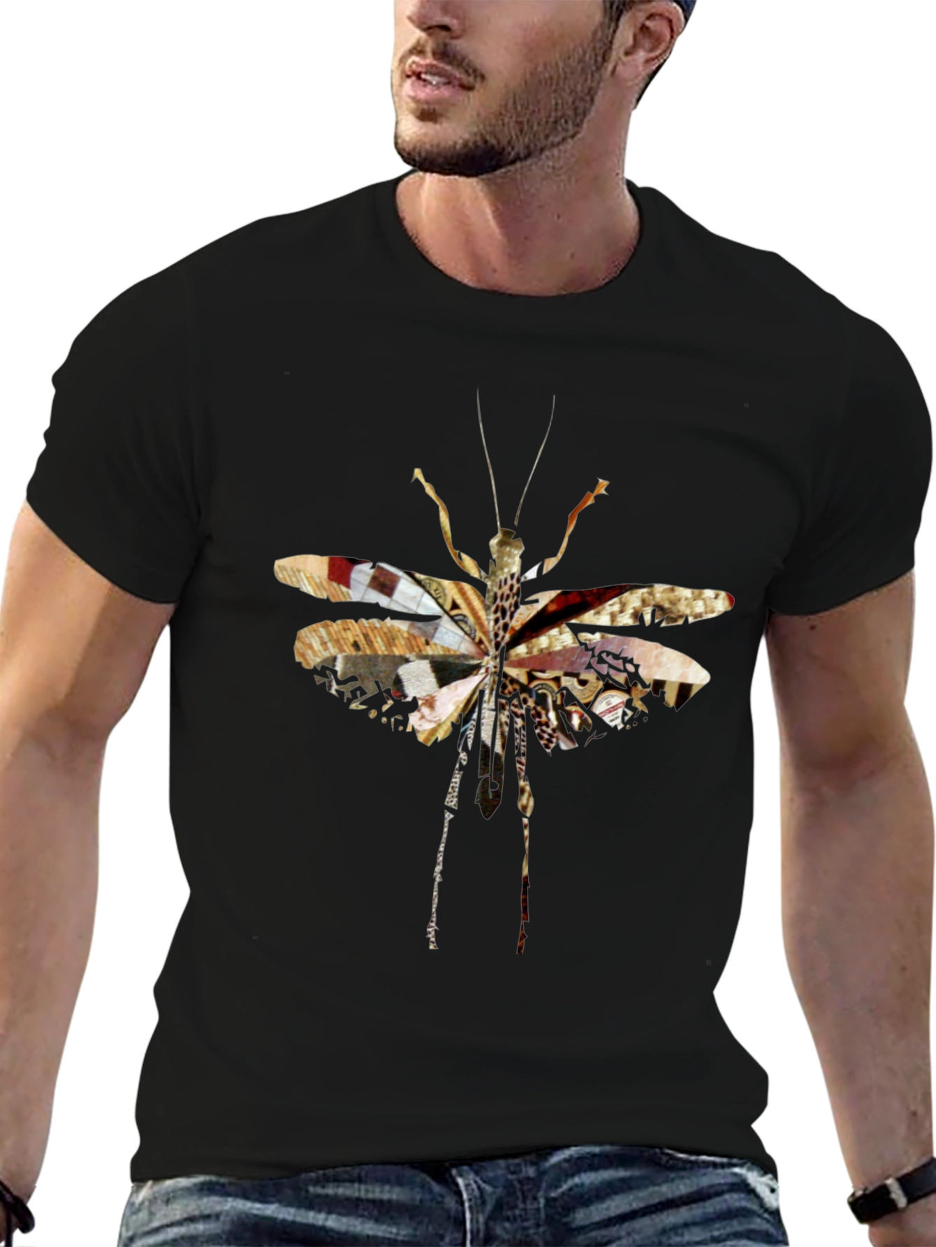 Abstract Insect Graphic Tee - Unique Black T-Shirt