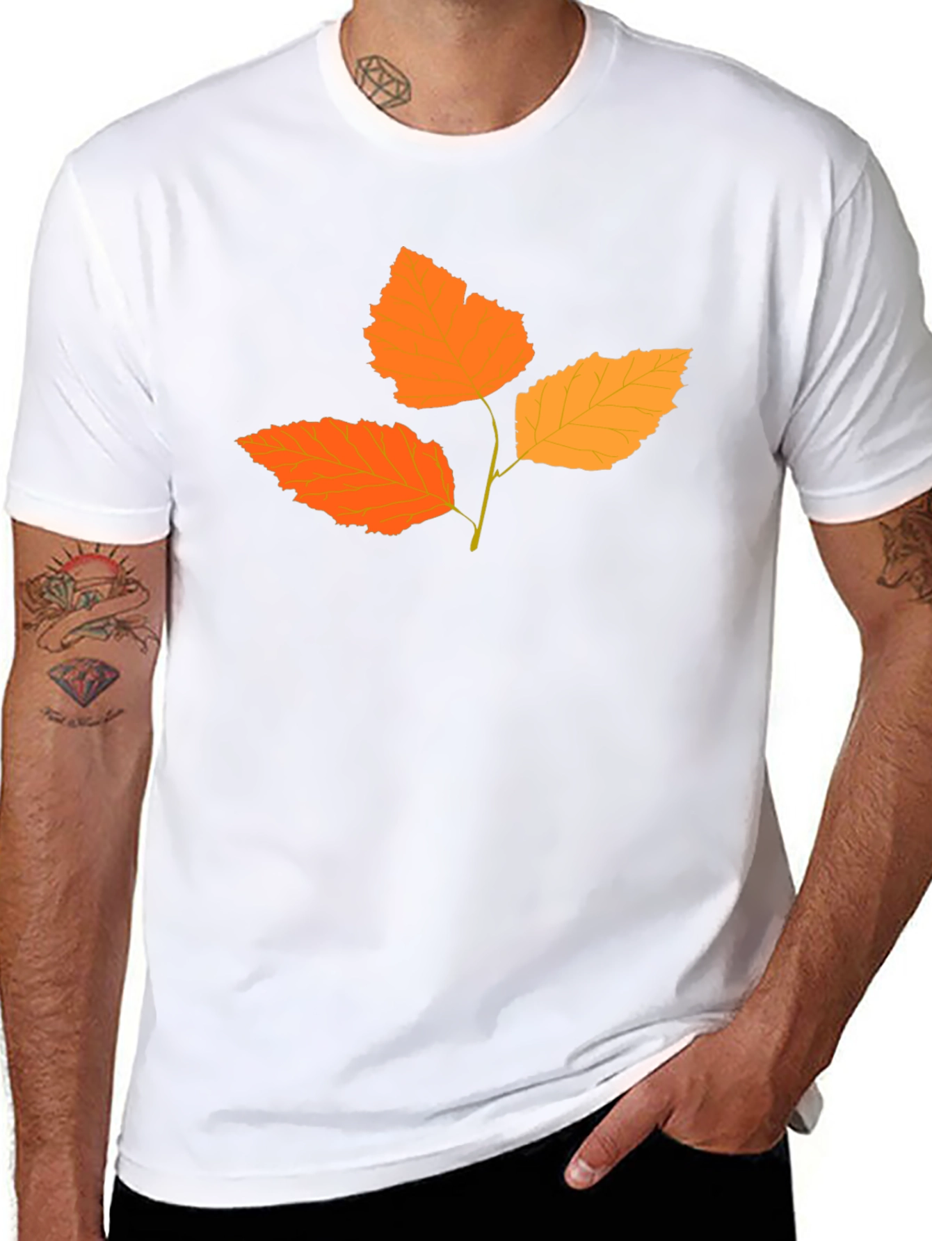 Autumn Leaf Graphic Tee - Black Cotton Blend