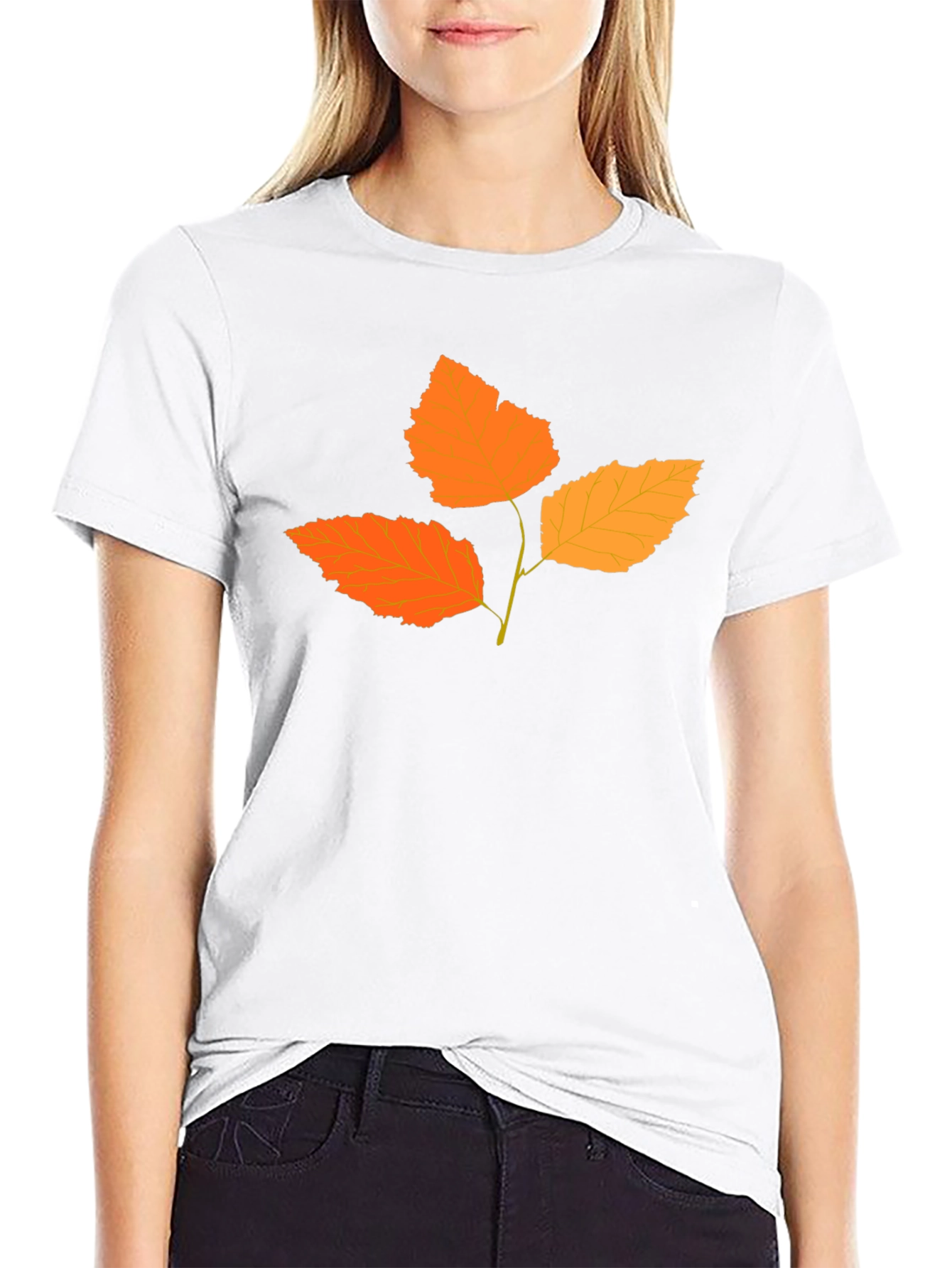 Autumn Leaf Graphic Tee - Black Cotton Blend