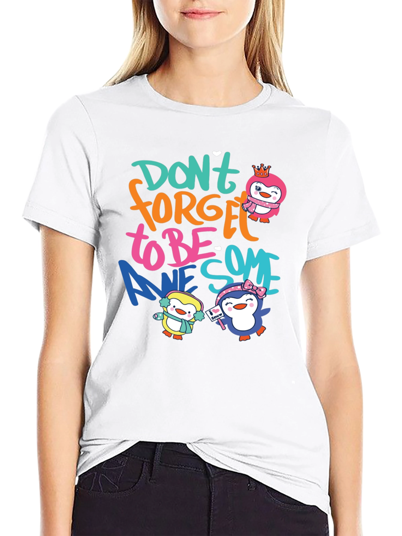 Dont Forget To Be Awesome Penguin Black T-Shirt