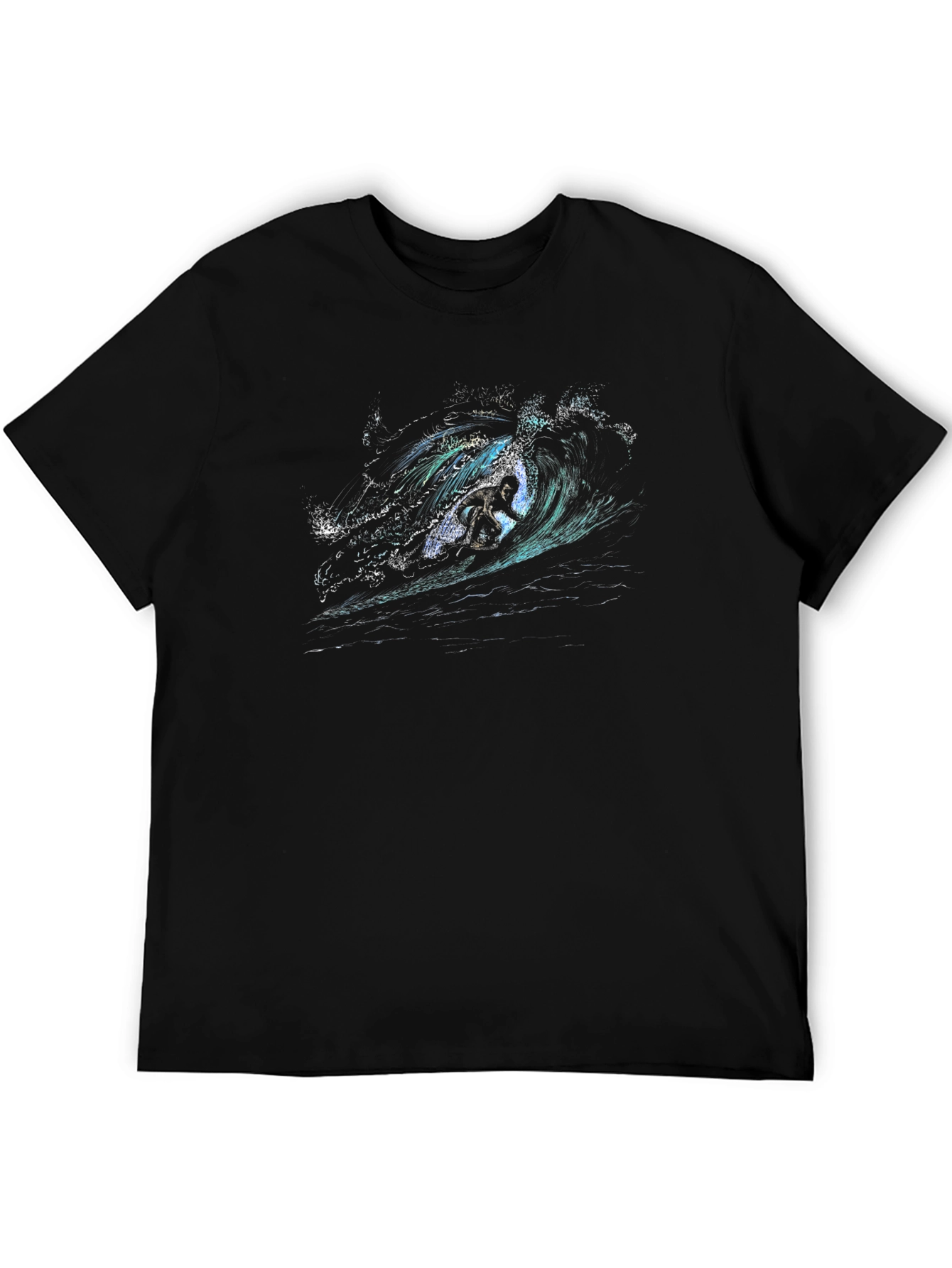 Surfer Wave Graphic Tee - Mens Black T-Shirt