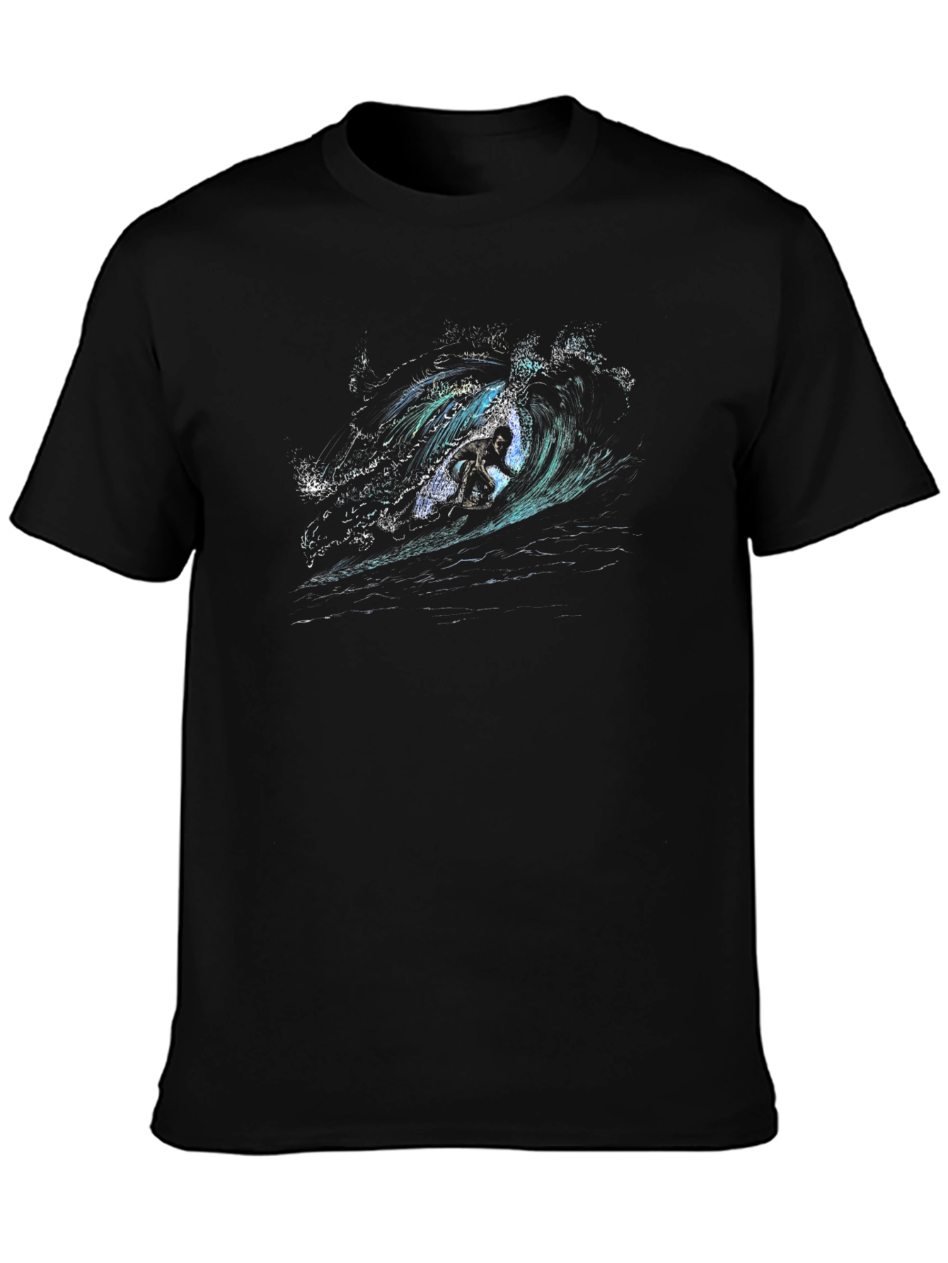 Surfer Wave Graphic Tee - Mens Black T-Shirt