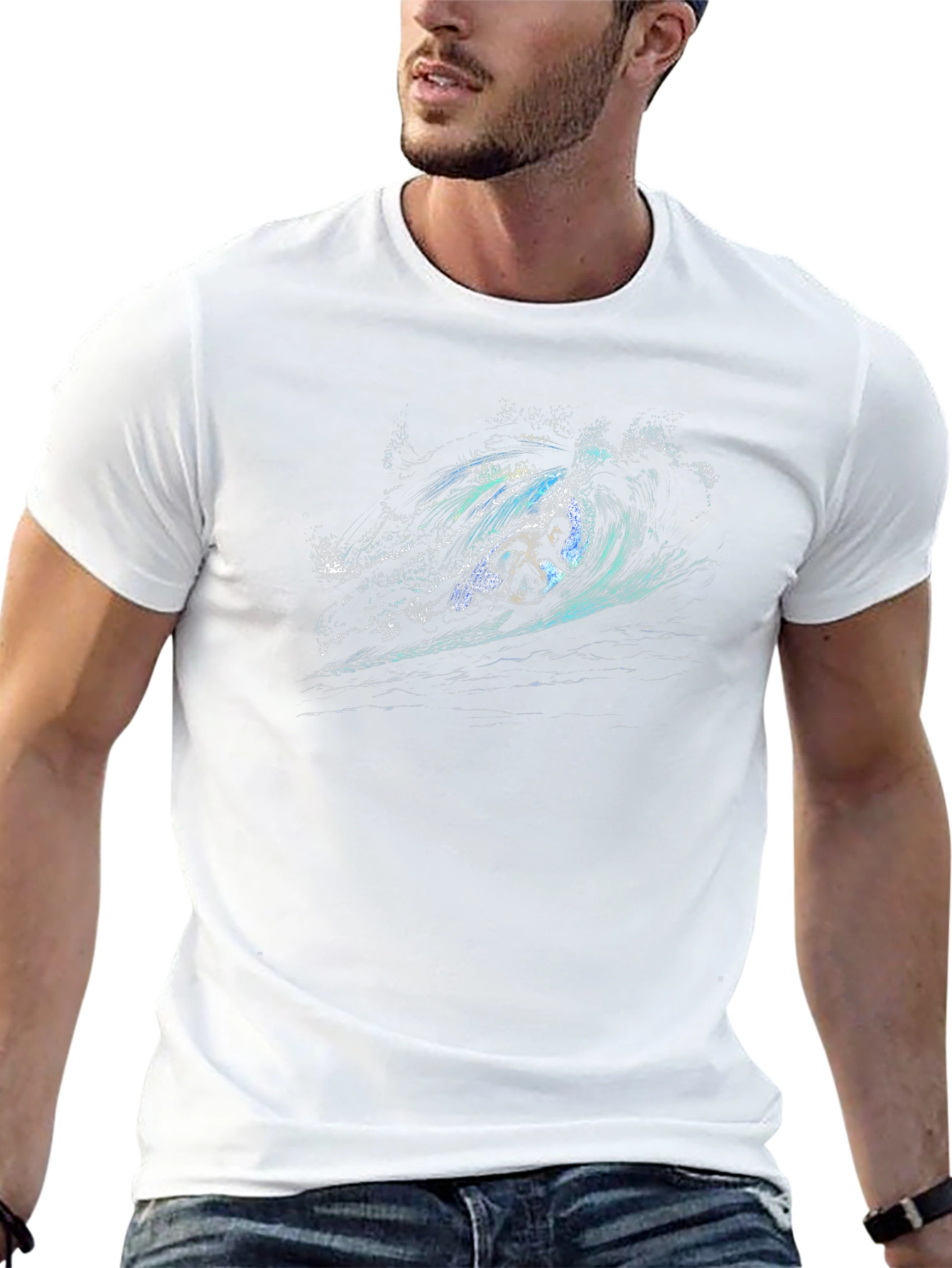 Surfer Wave Graphic Tee - Mens Black T-Shirt