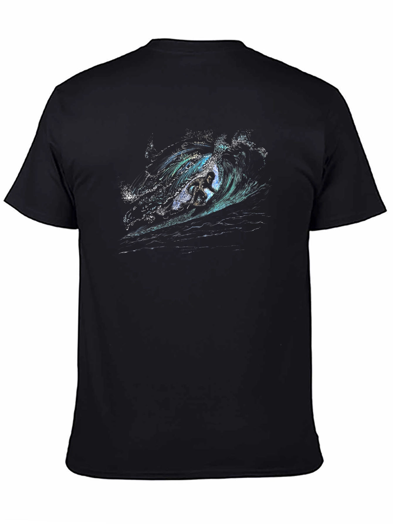 Surfer Wave Graphic Tee - Mens Black T-Shirt