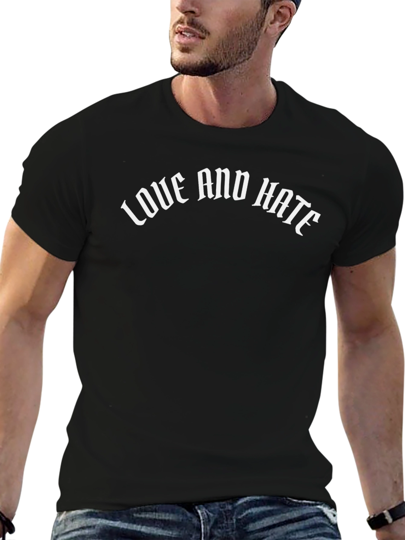 Love and Hate Graphic Black T-Shirt