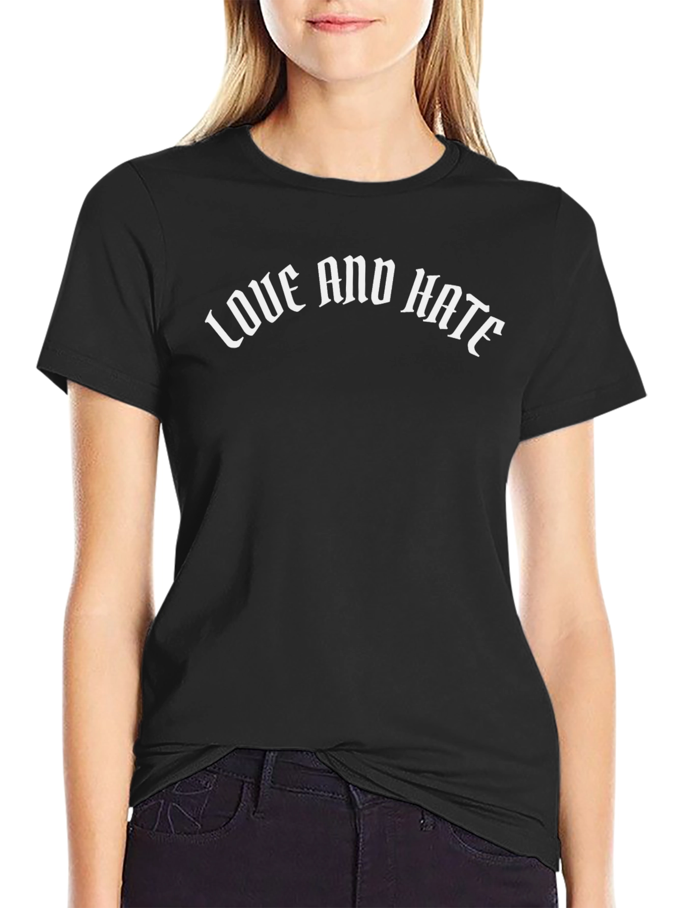 Love and Hate Graphic Black T-Shirt