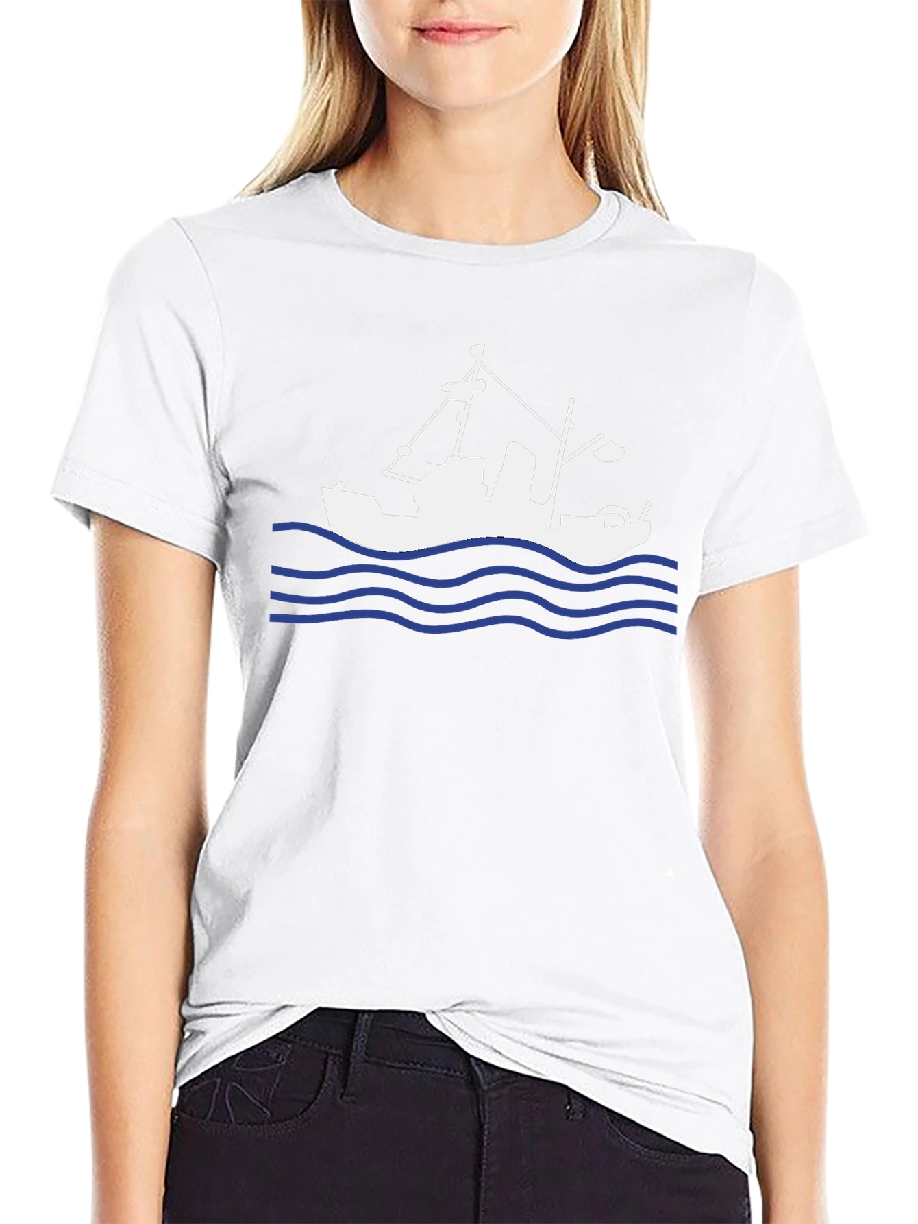 Fishing Boat Graphic Tee - Black