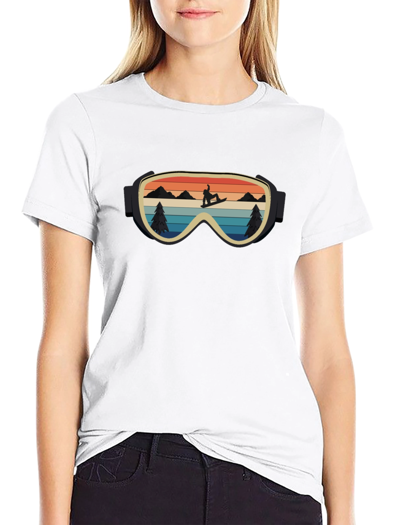 Retro Snowboarder Goggles Graphic Tee