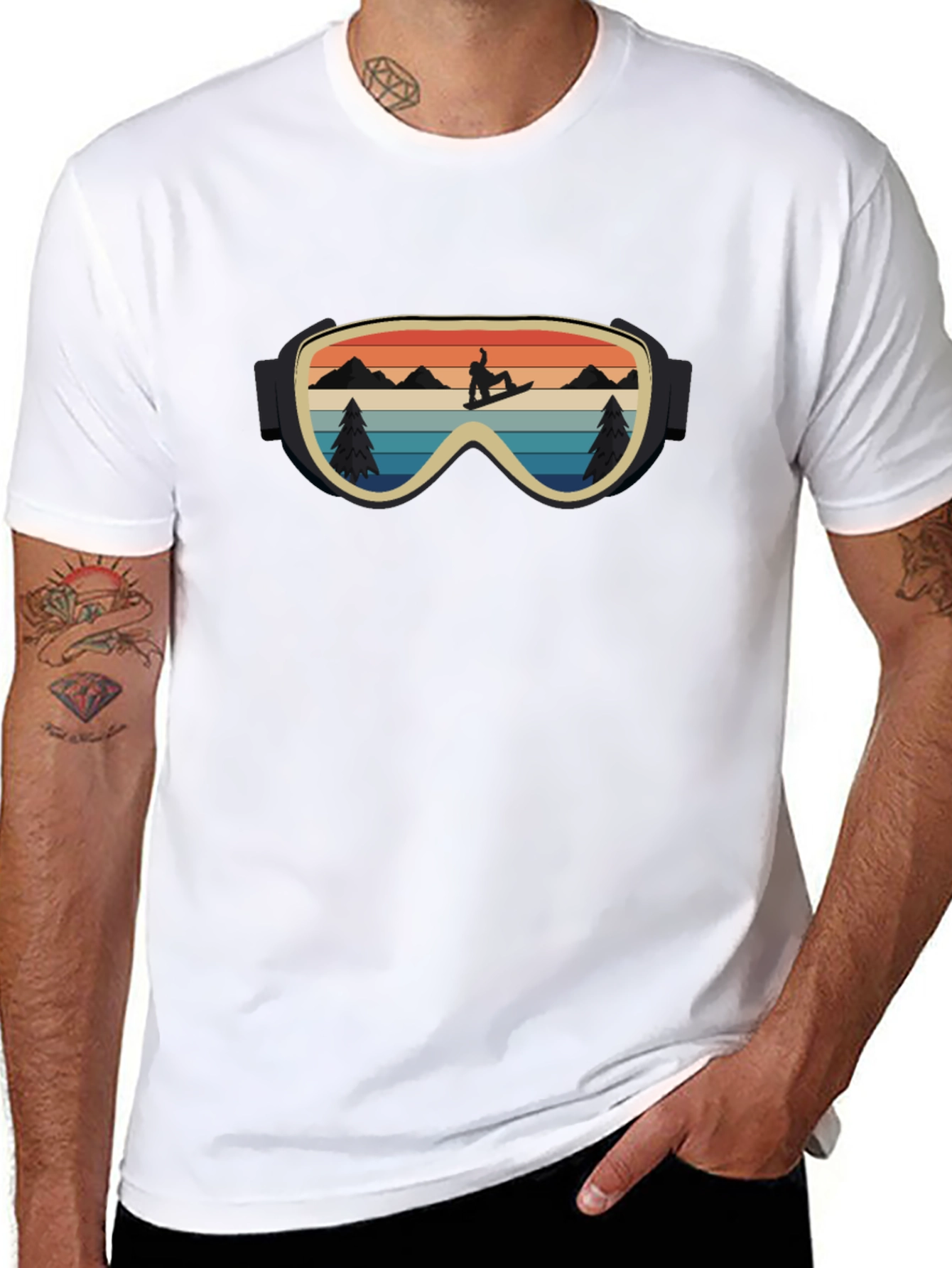 Retro Snowboarder Goggles Graphic Tee