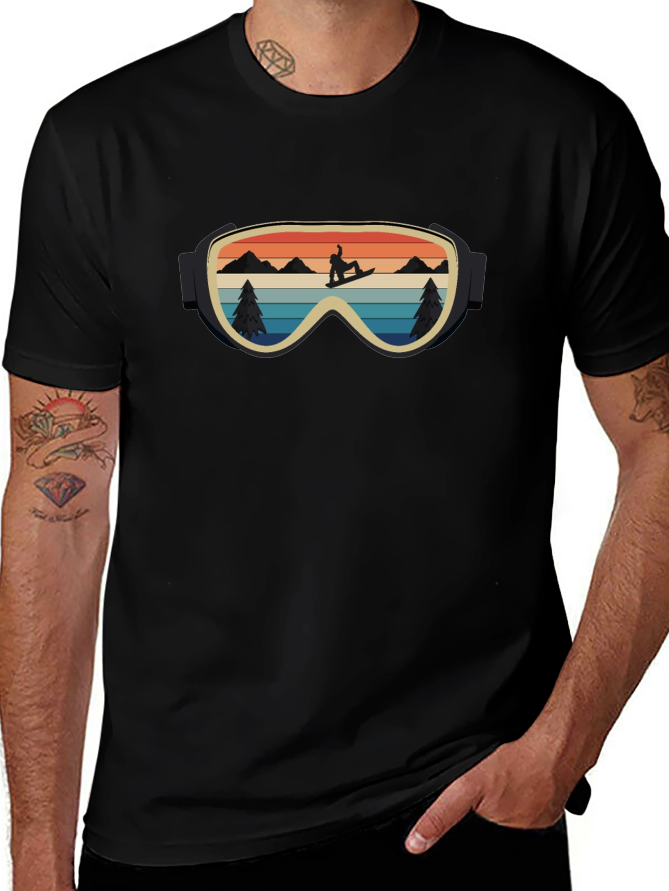 Retro Snowboarder Goggles Graphic Tee