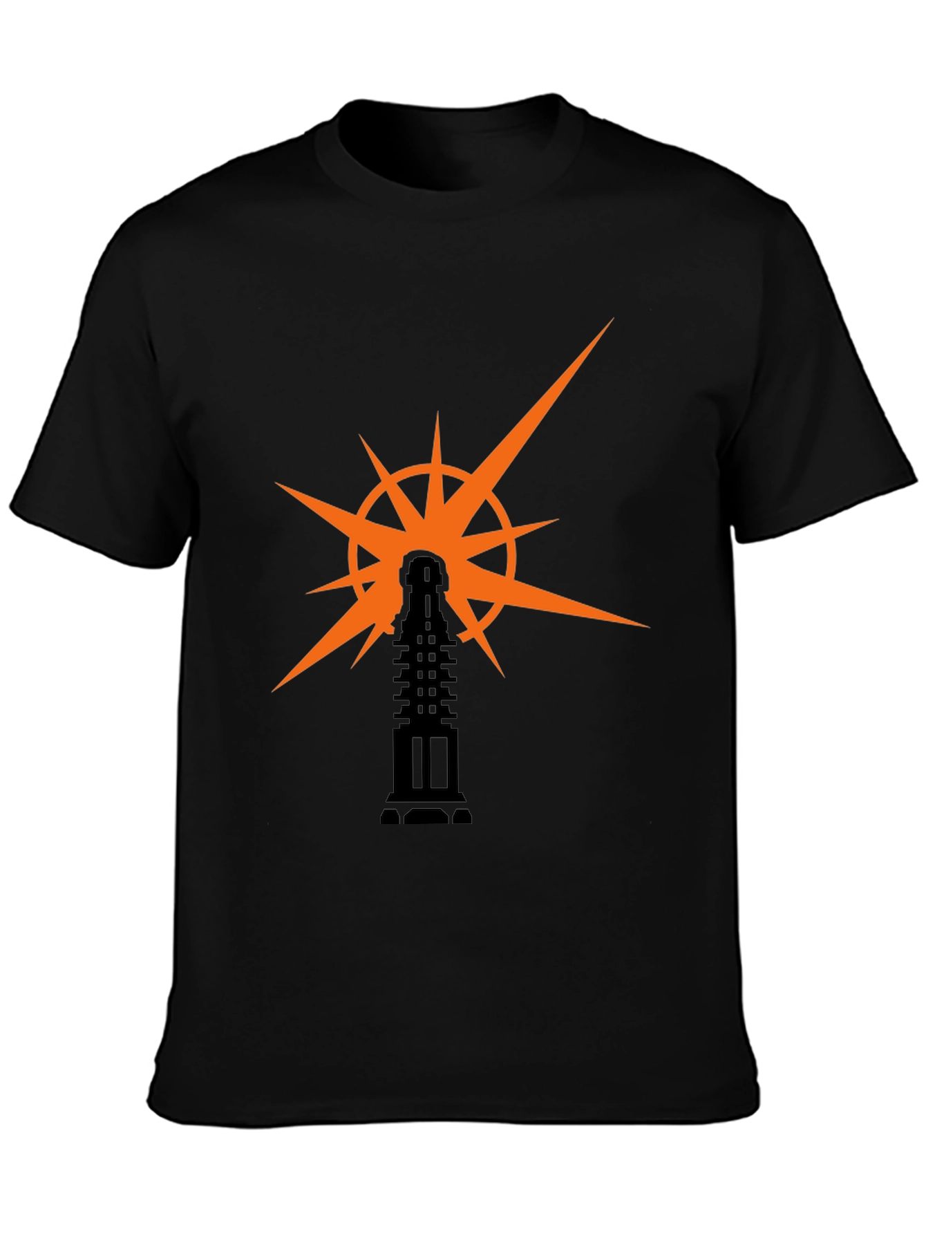 Black T-Shirt with Light Tower Graphic