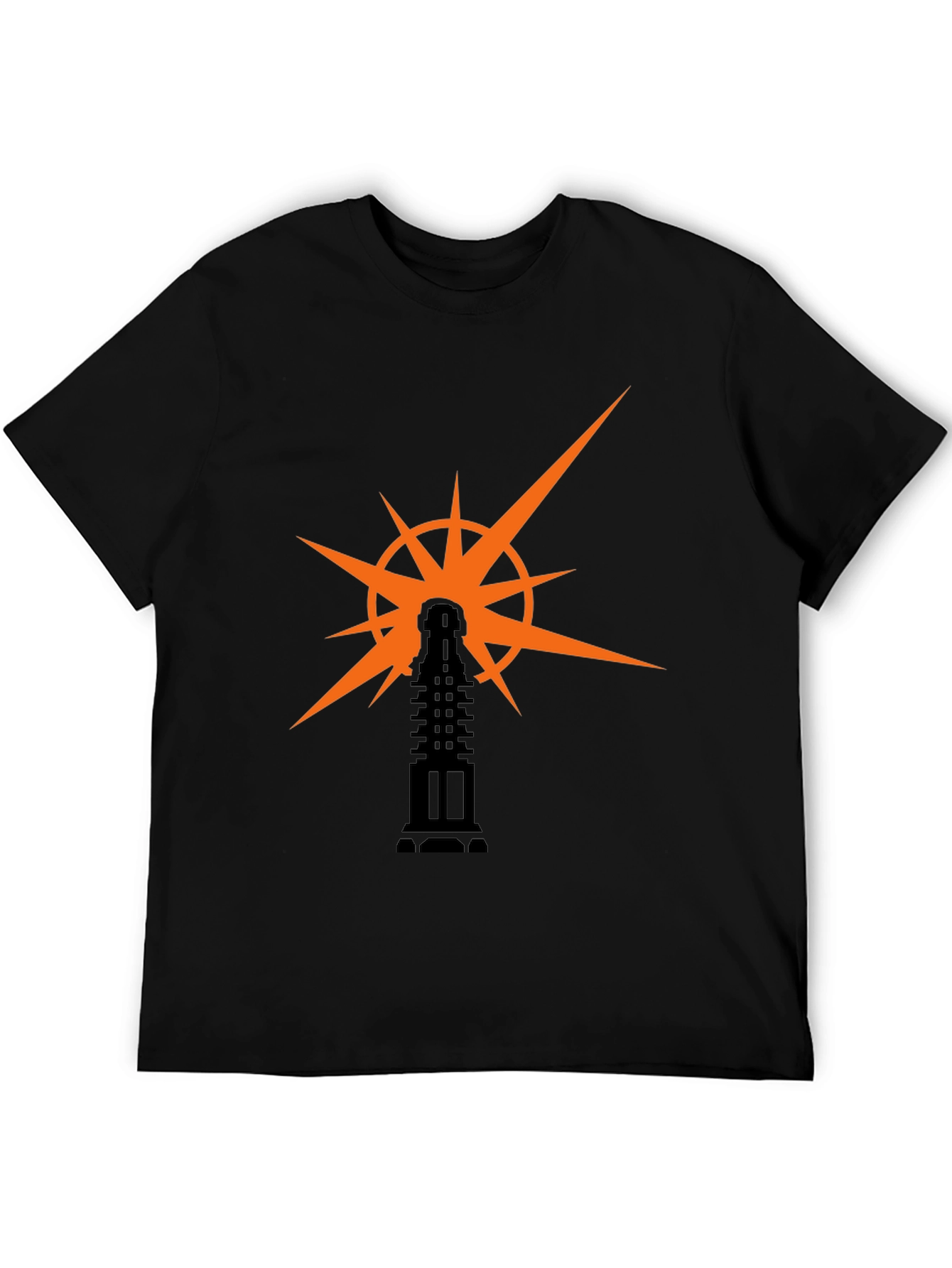 Black T-Shirt with Light Tower Graphic