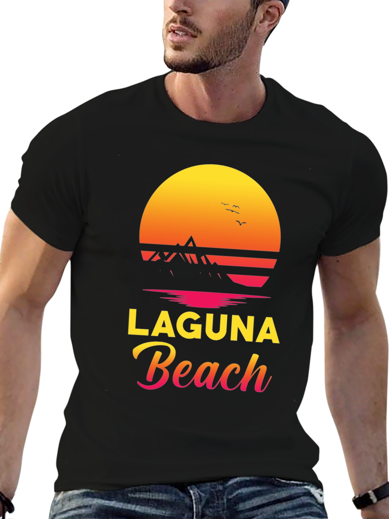 Laguna Beach Graphic Tee - Sunset Design