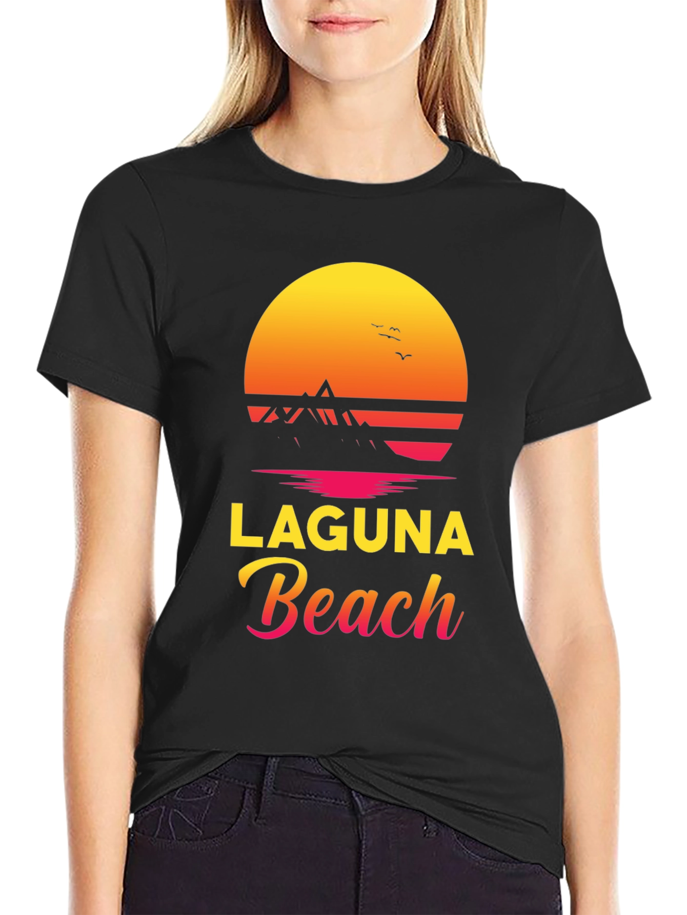 Laguna Beach Graphic Tee - Sunset Design