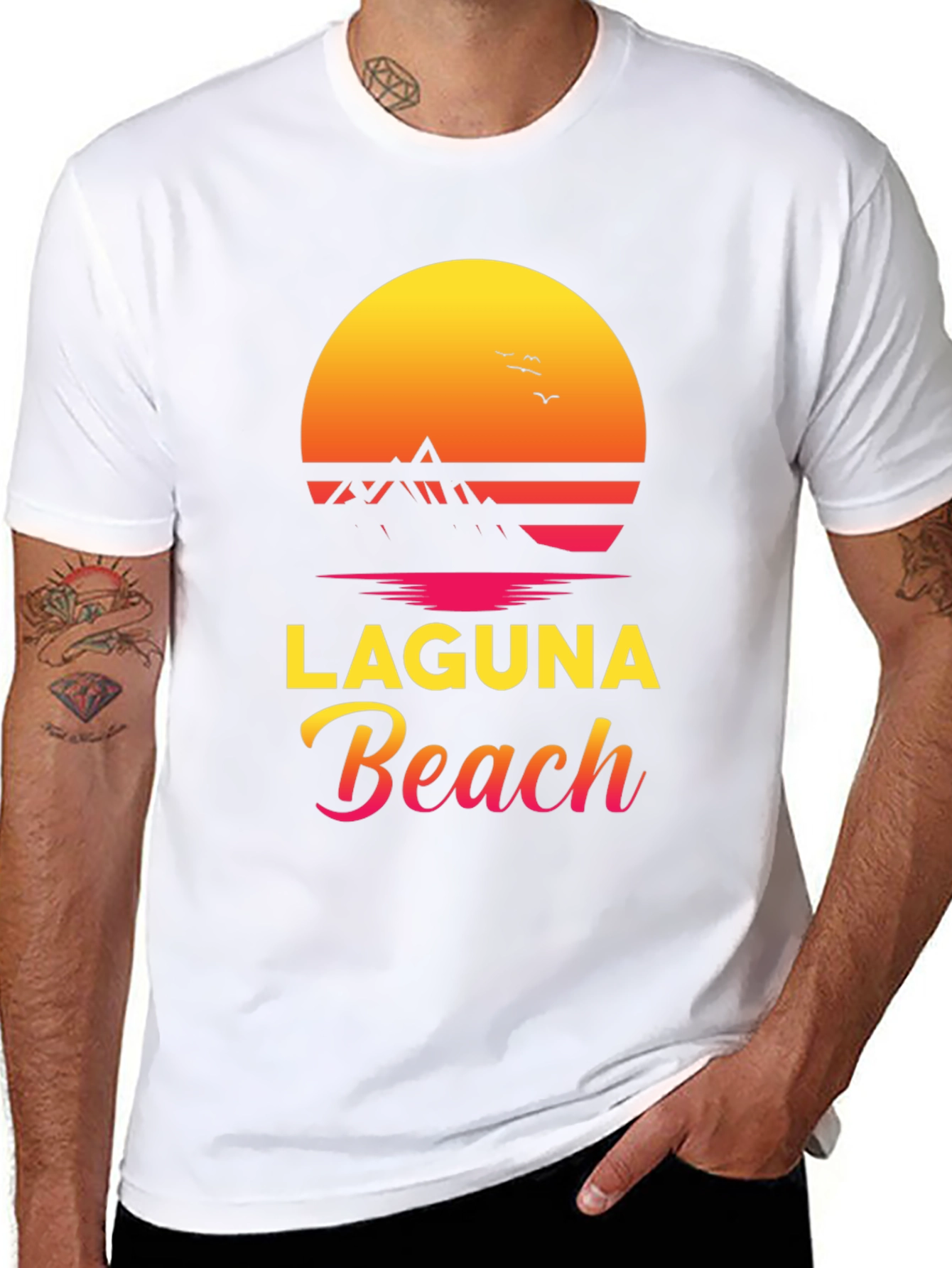 Laguna Beach Graphic Tee - Sunset Design