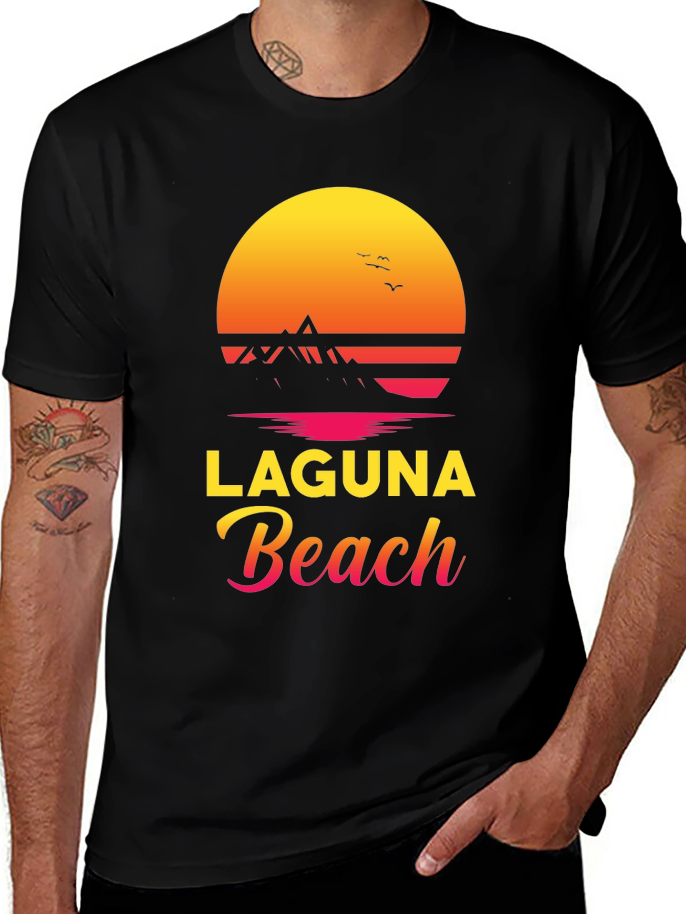 Laguna Beach Graphic Tee - Sunset Design