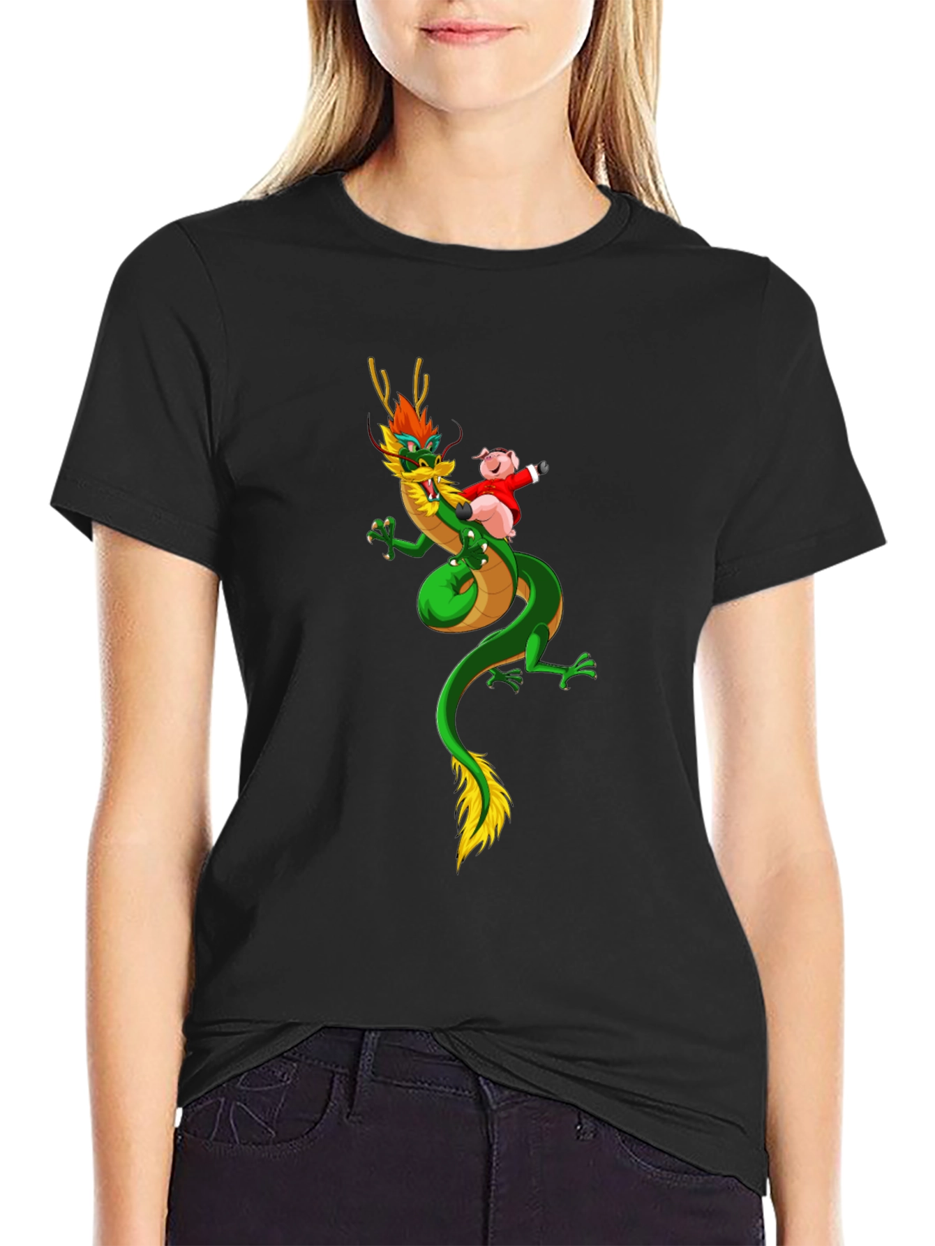 Dragon and Pig Funny Graphic Tee