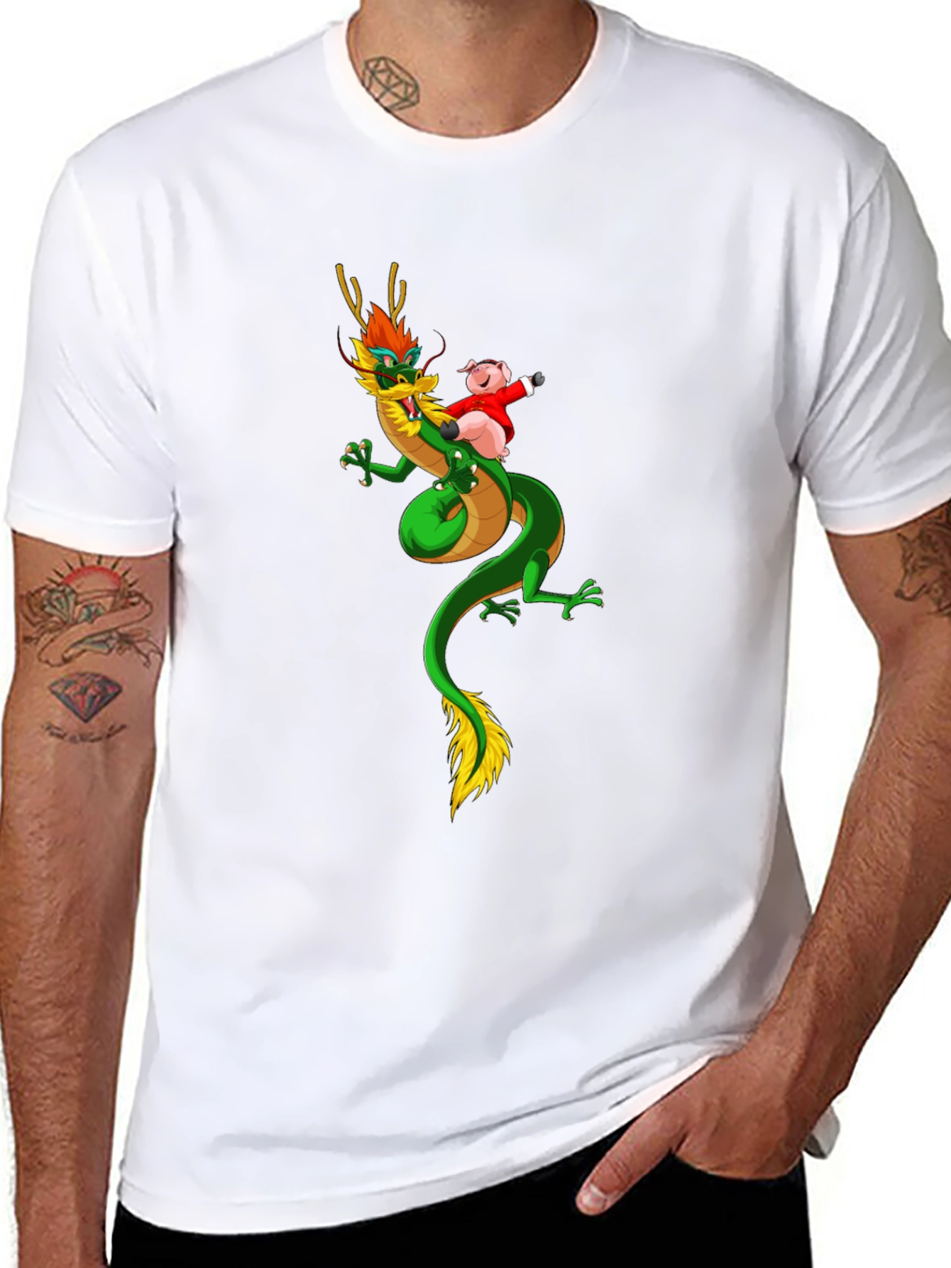 Dragon and Pig Funny Graphic Tee