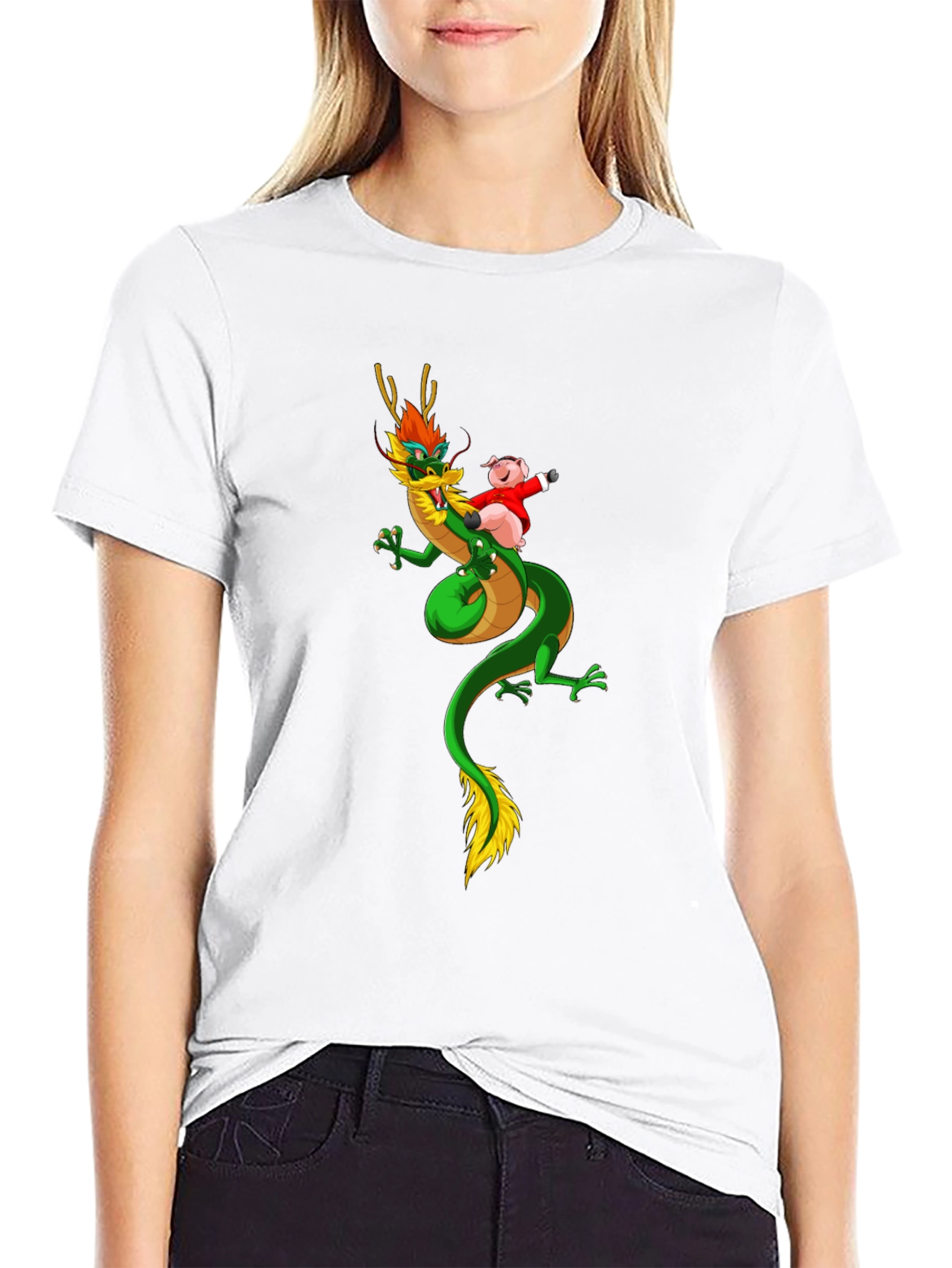 Dragon and Pig Funny Graphic Tee