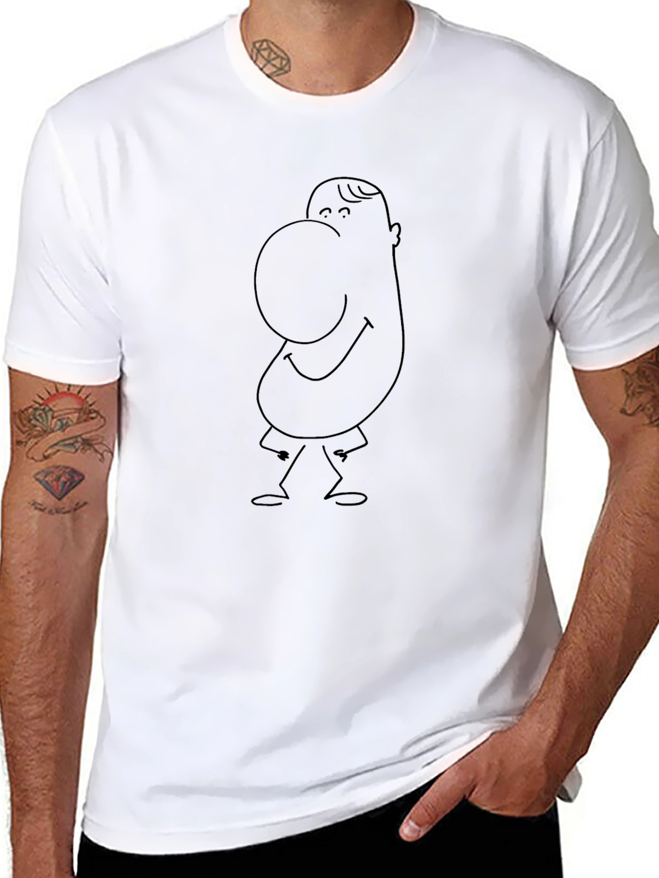 Black T-Shirt with Cartoon Character Design