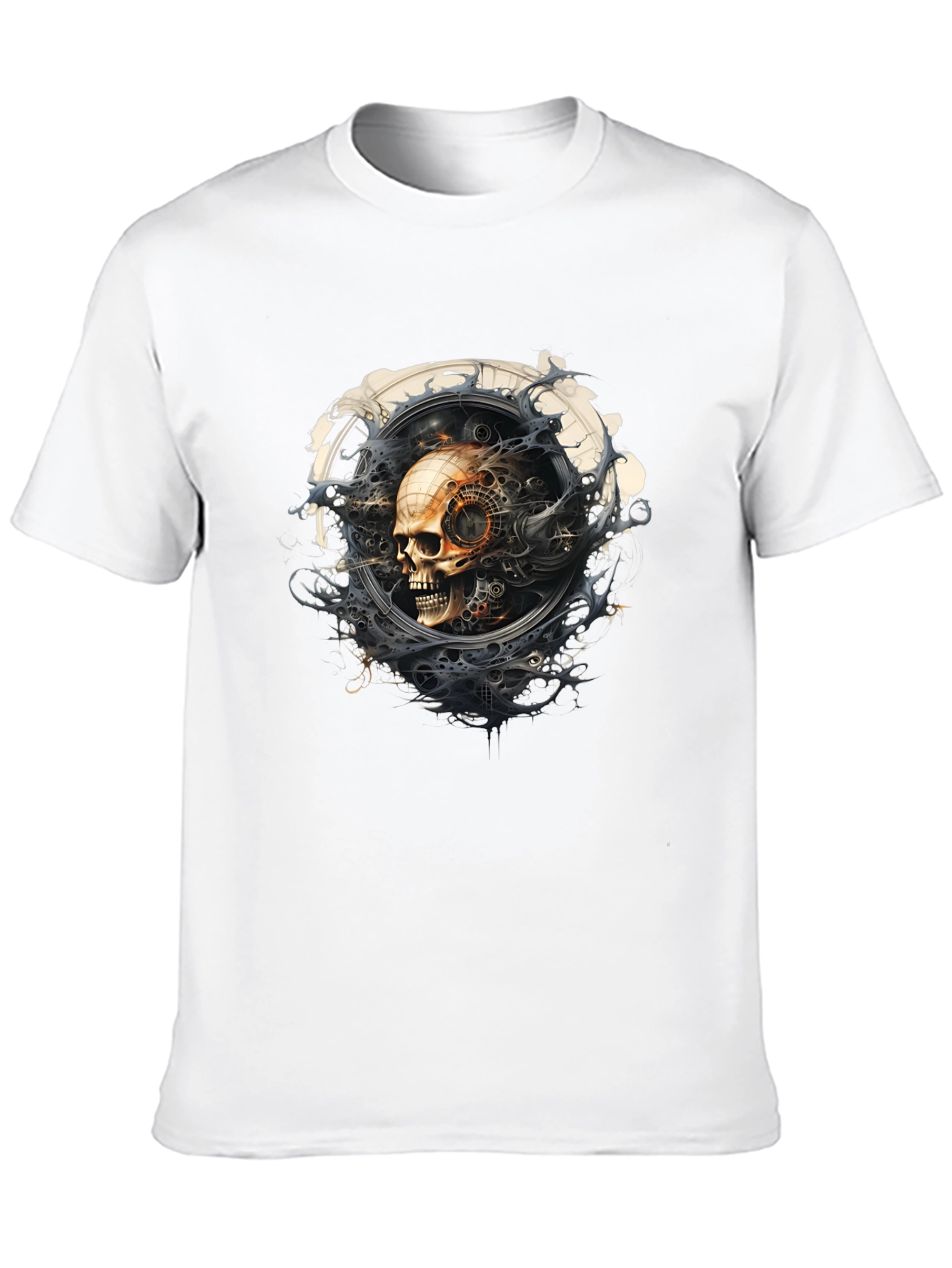Steampunk Skull Graphic Black T-Shirt