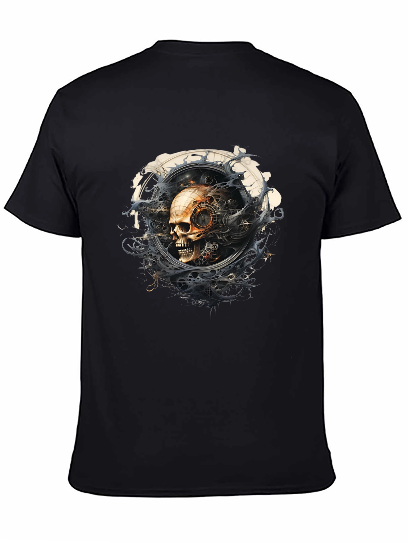 Steampunk Skull Graphic Black T-Shirt