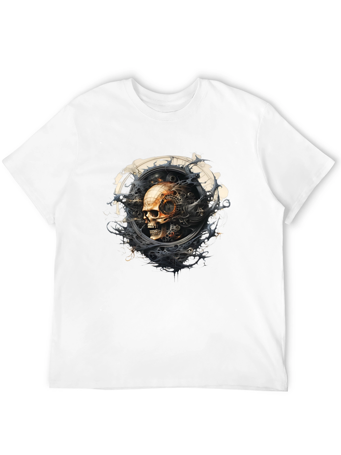 Steampunk Skull Graphic Black T-Shirt