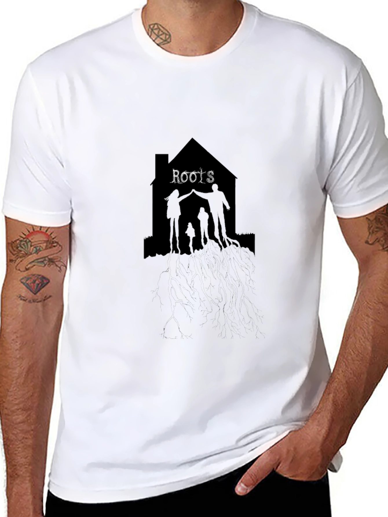 Roots Family Silhouette Black T-Shirt
