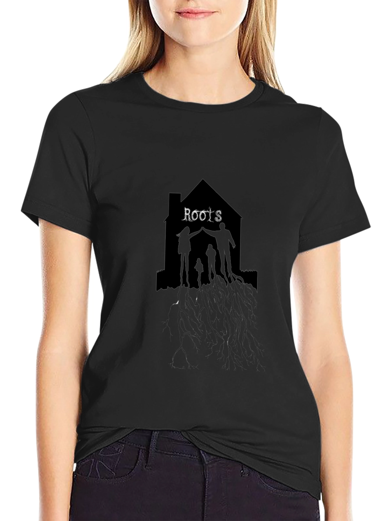 Roots Family Silhouette Black T-Shirt