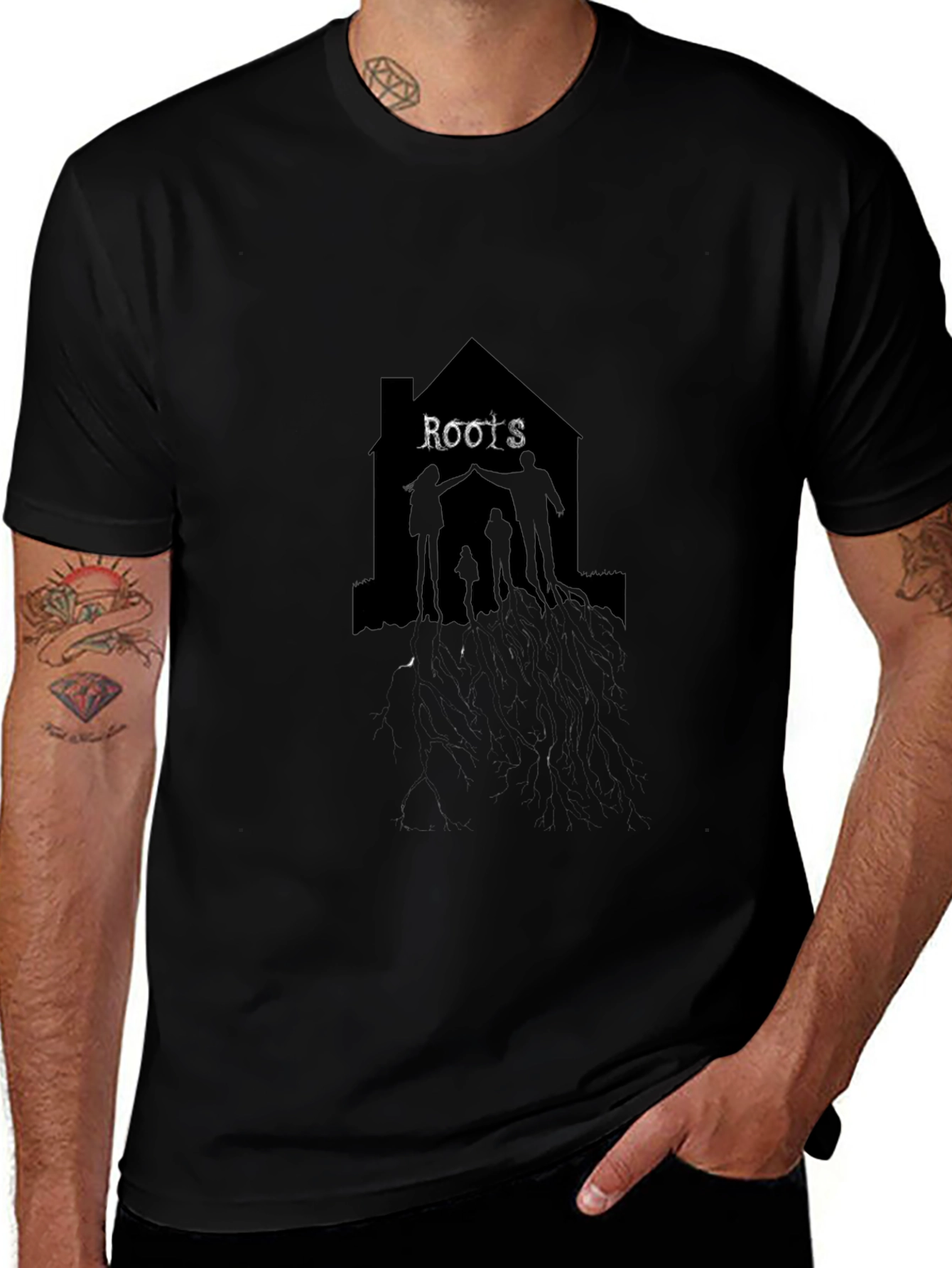 Roots Family Silhouette Black T-Shirt