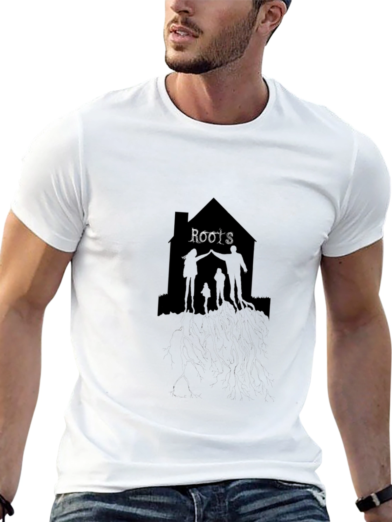 Roots Family Silhouette Black T-Shirt