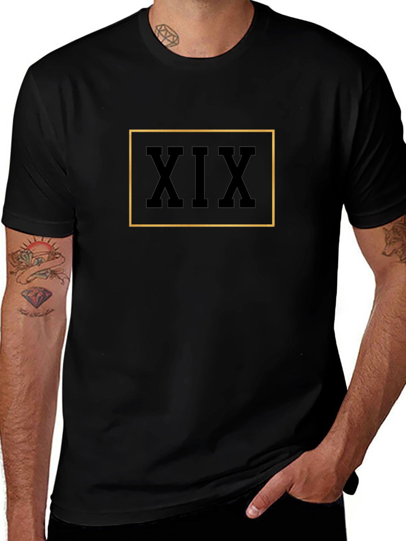 Mens Black T-Shirt with XIX Graphic
