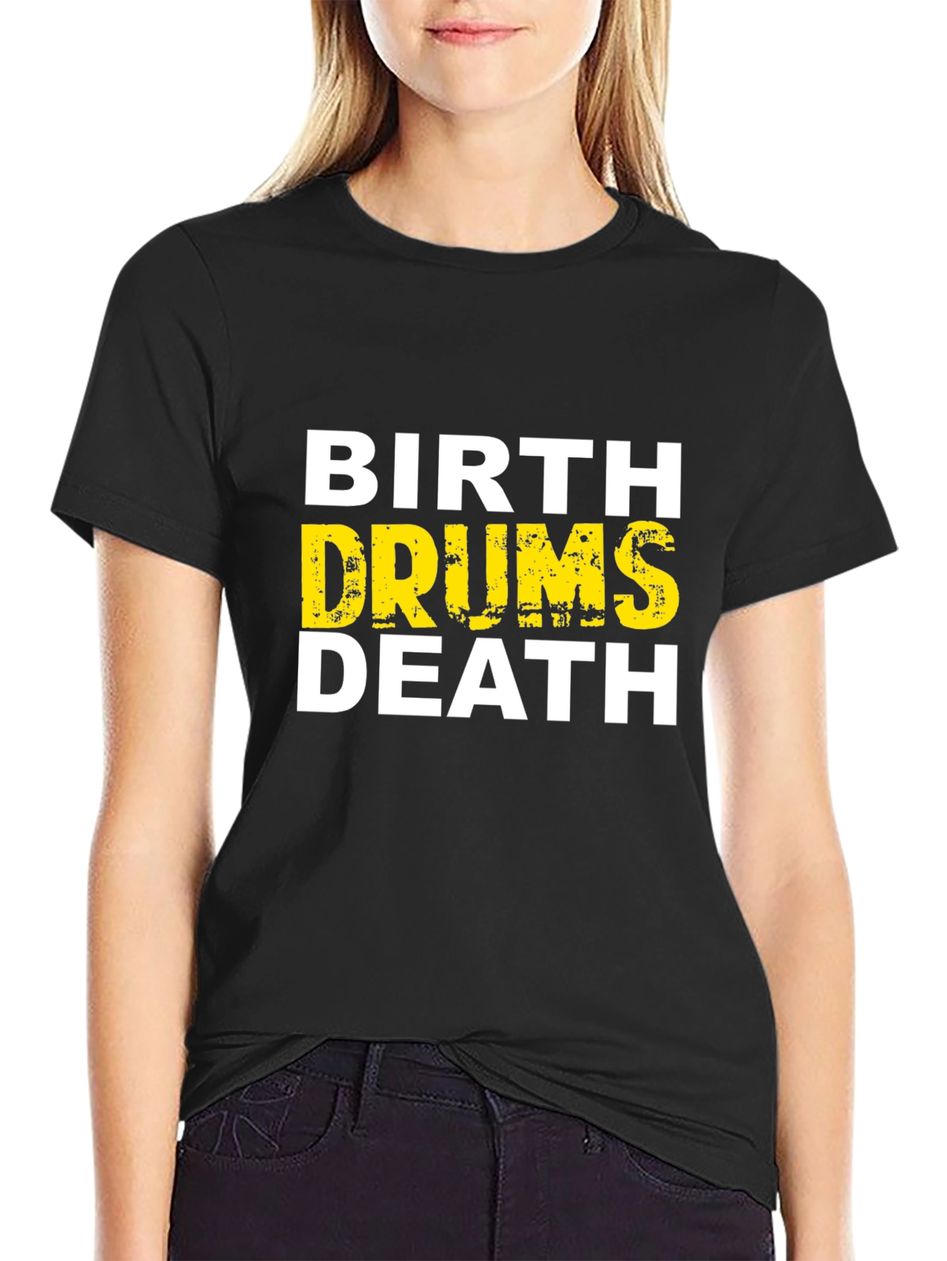 Birth Drums Death Graphic Tee - Black Cotton T-Shirt