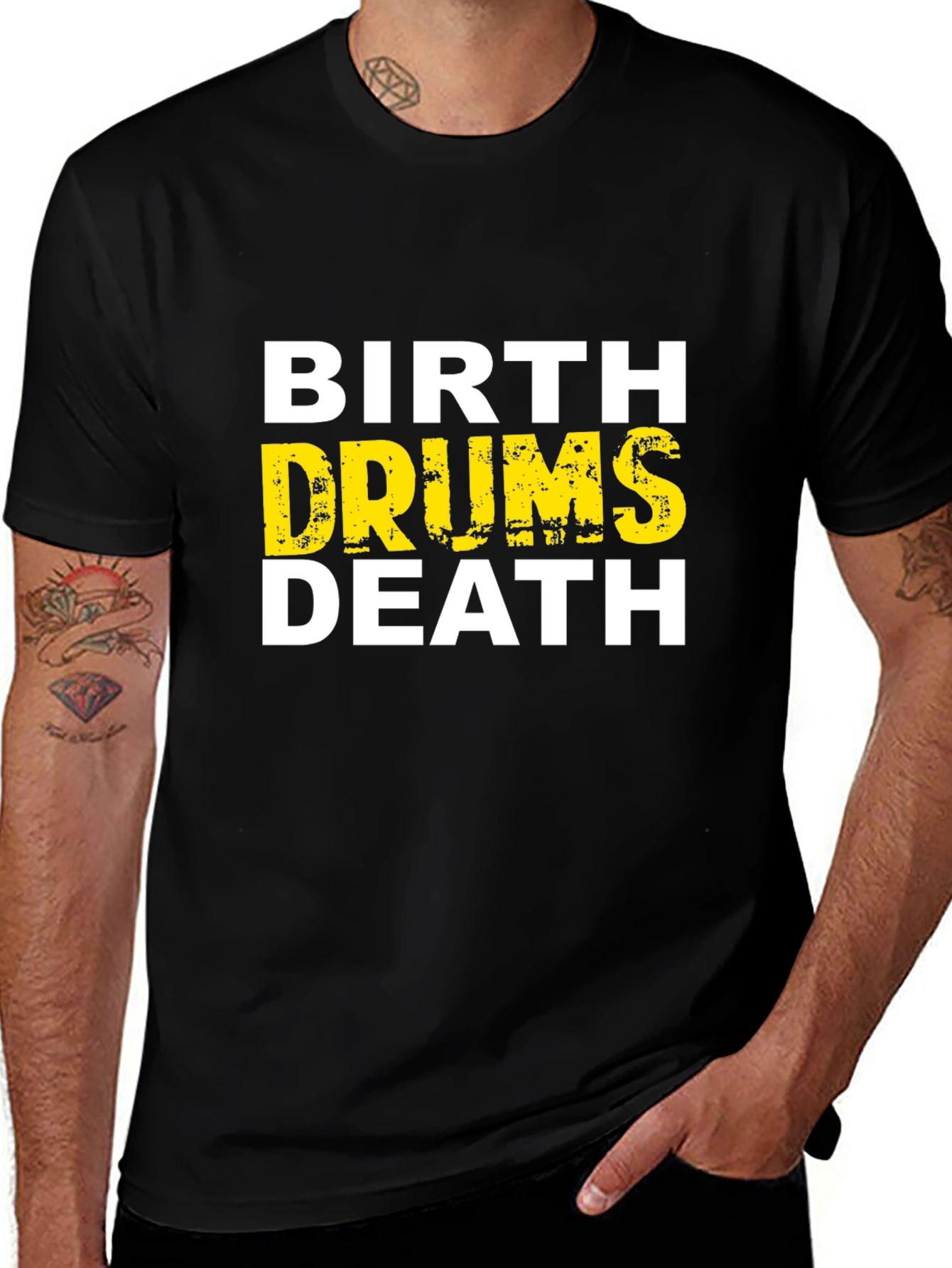 Birth Drums Death Graphic Tee - Black Cotton T-Shirt