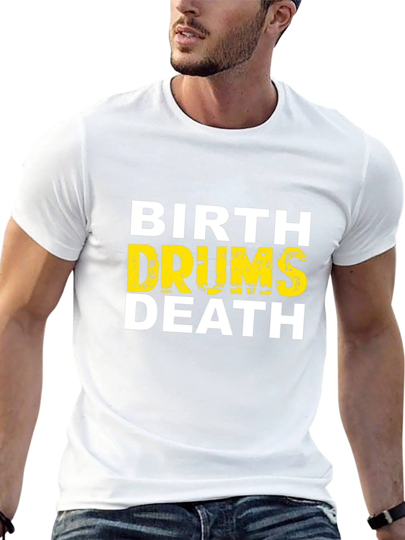 Birth Drums Death Graphic Tee - Black Cotton T-Shirt