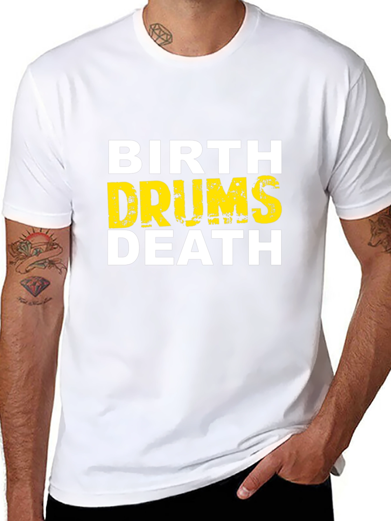 Birth Drums Death Graphic Tee - Black Cotton T-Shirt